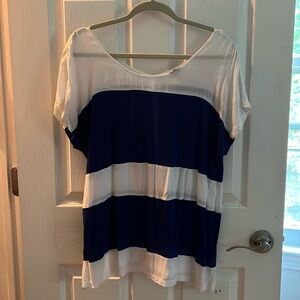 Blue & White shirt with buttons down back